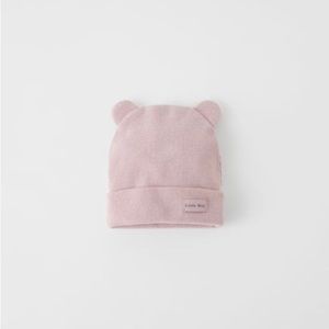 NWOT Zara Ribbed Hat with Ears in Light Mauve size 6-12 months baby